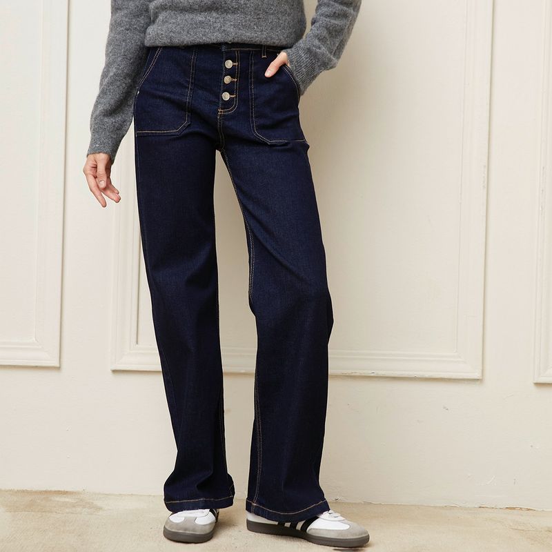 BASEMENT - Jeans Straight Tiro Medio Mujer Basement