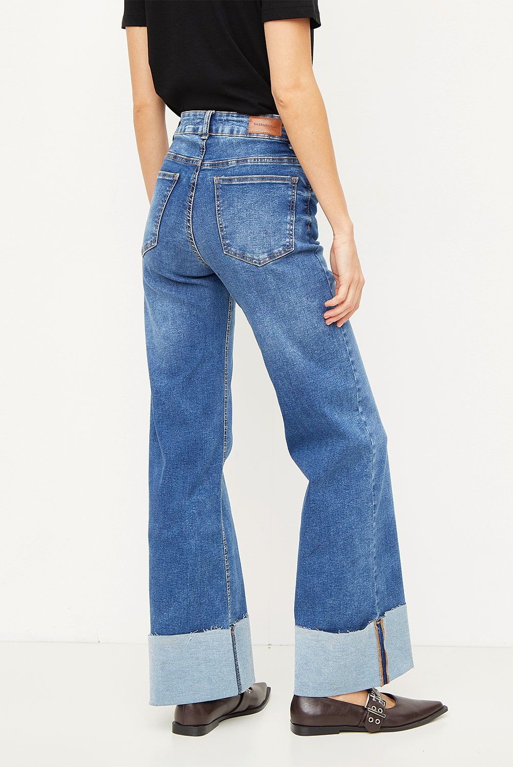 BASEMENT - Jeans Wide Leg Tiro Medio Mujer Basement