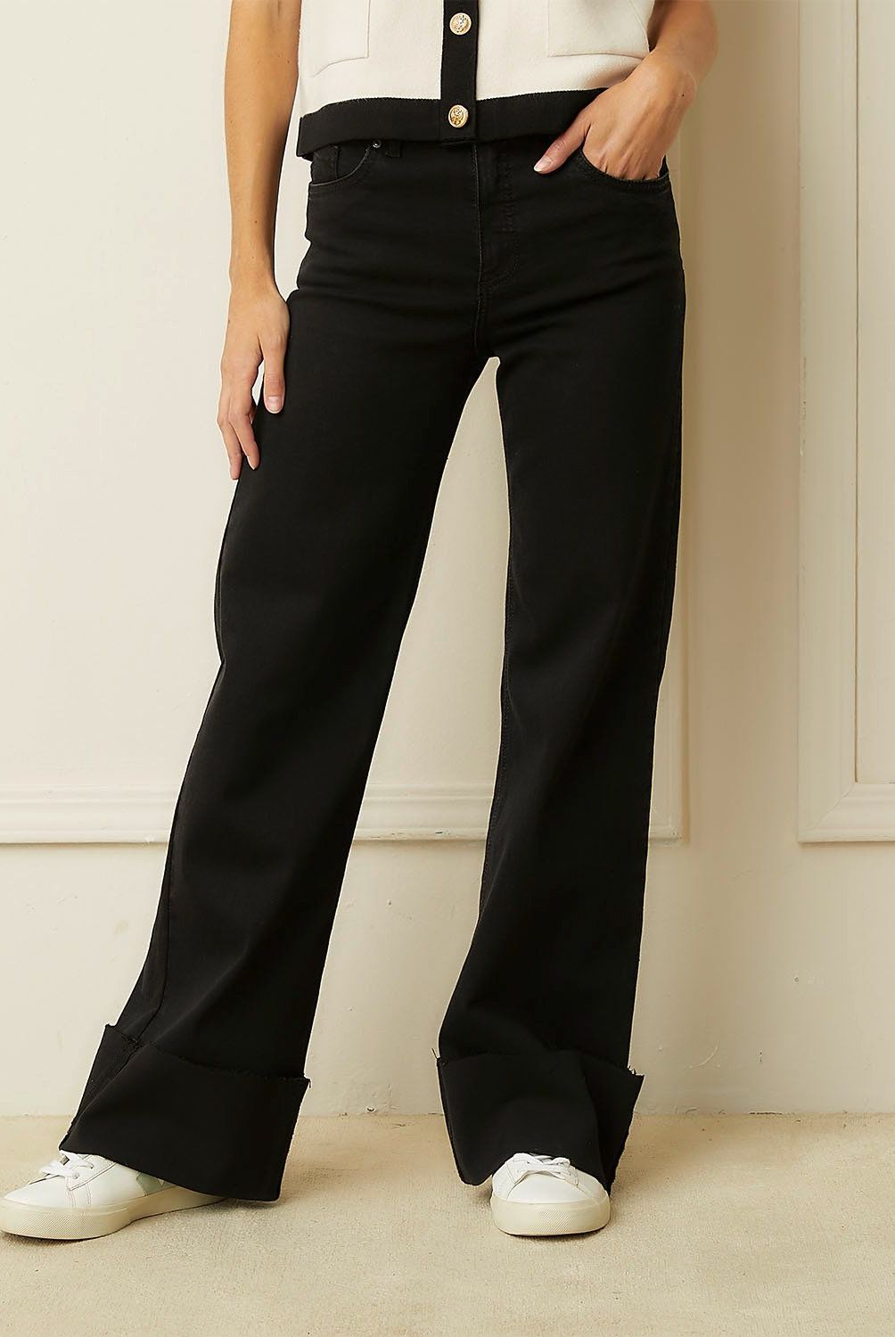 BASEMENT - Jeans Wide Leg Tiro Medio Mujer Basement