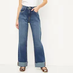 BASEMENT - Jeans Straight Tiro Medio Mujer