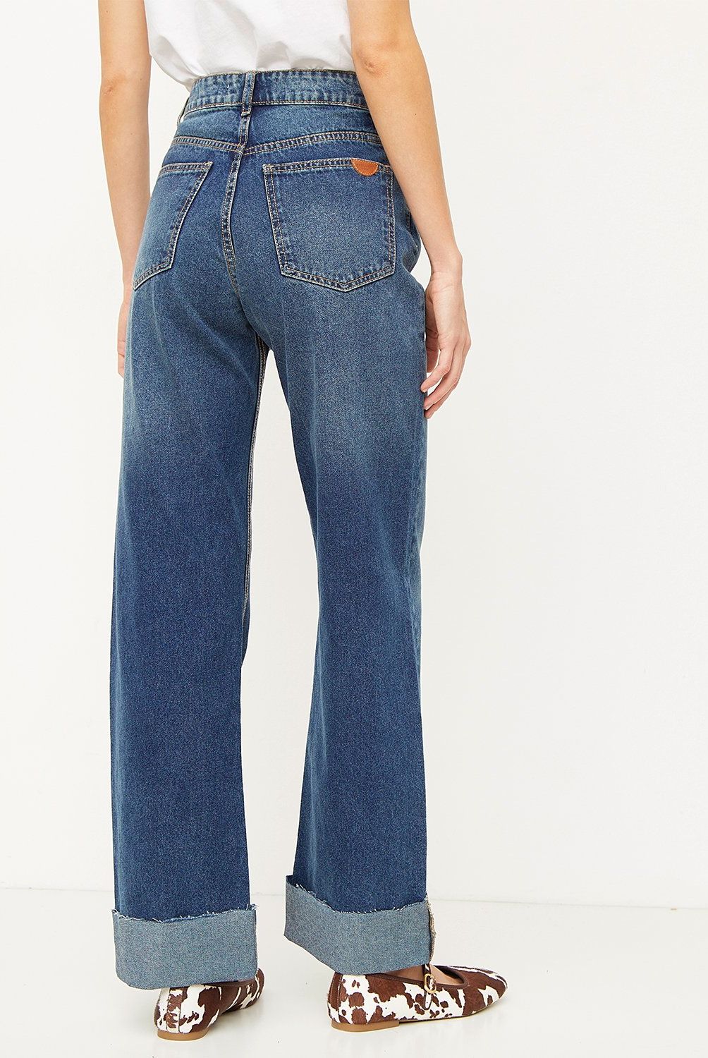 BASEMENT - Jeans Straight Tiro Medio Mujer Basement