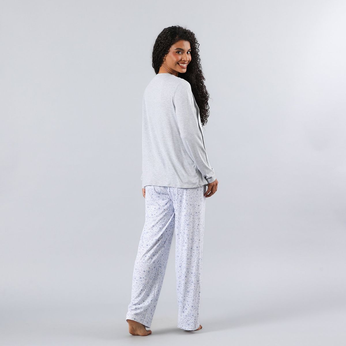 FLORES - Pijama Maternal Top + Pantalon Mujer Flores