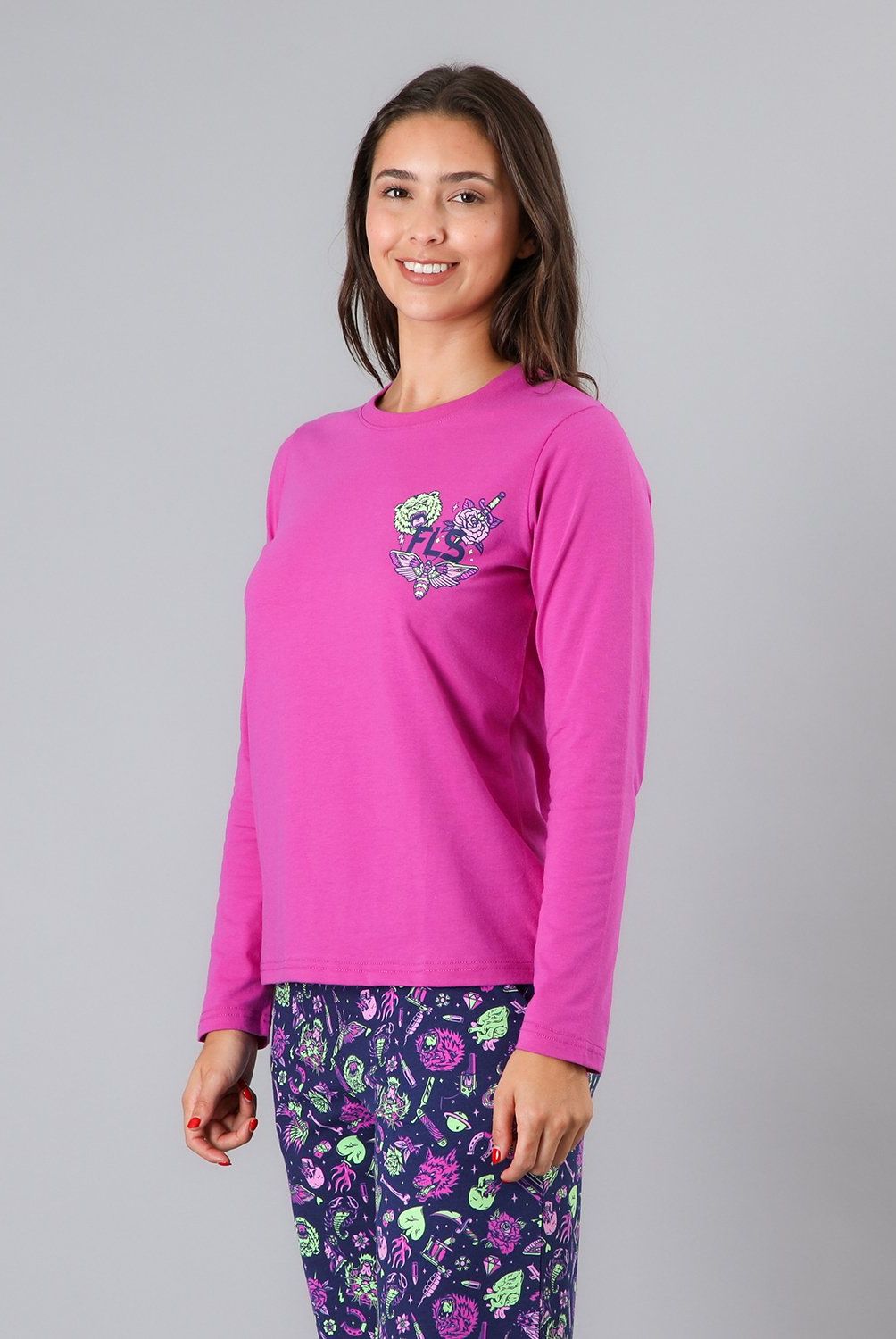 FLORES - Pijama Cuello Redondo Mujer Flores