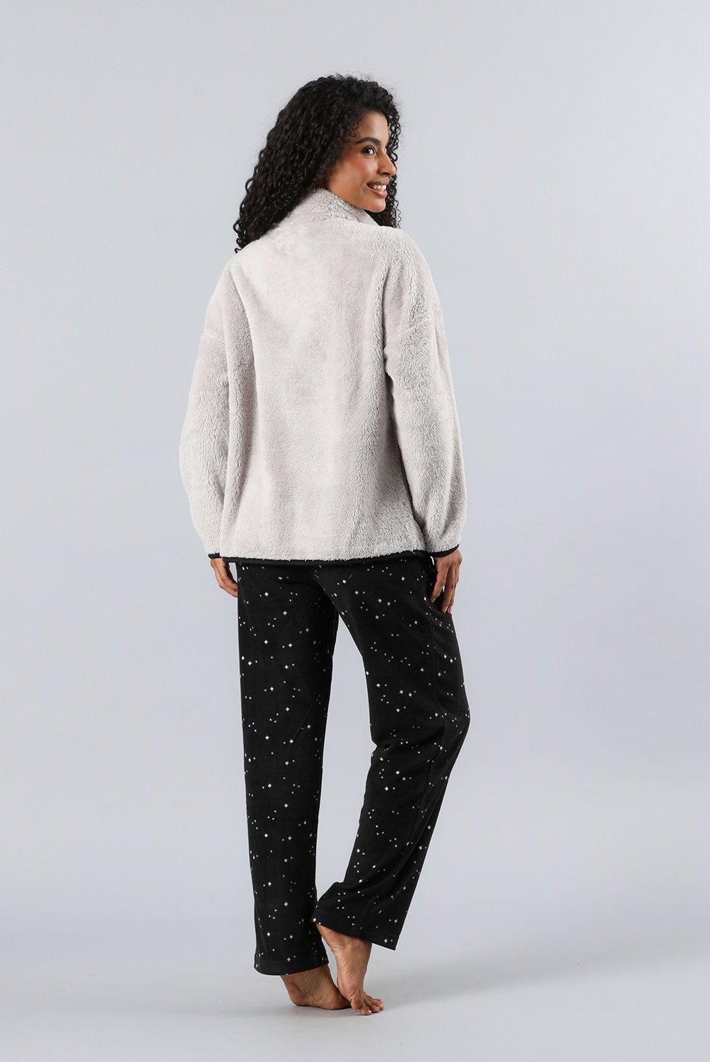 FLORES - Pijama Coral/Microfleece Medio Cierre Mujer Flores