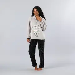 FLORES - Pijama Coral/Microfleece Medio Cierre Mujer