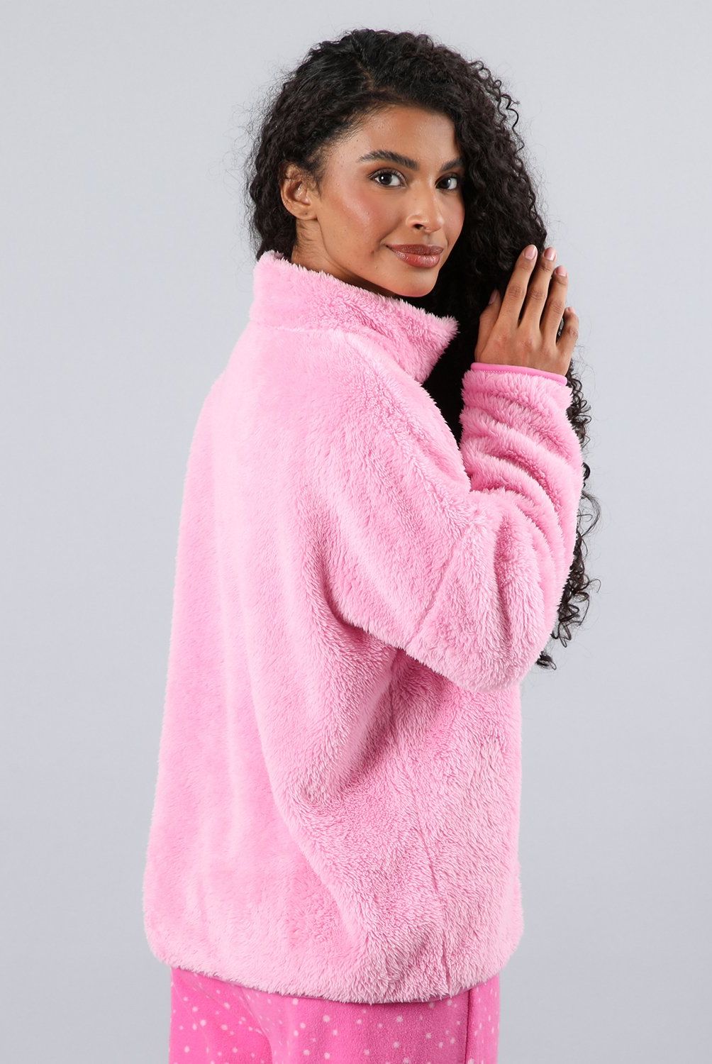 FLORES - Pijama Coral/Microfleece Medio Cierre Mujer Flores