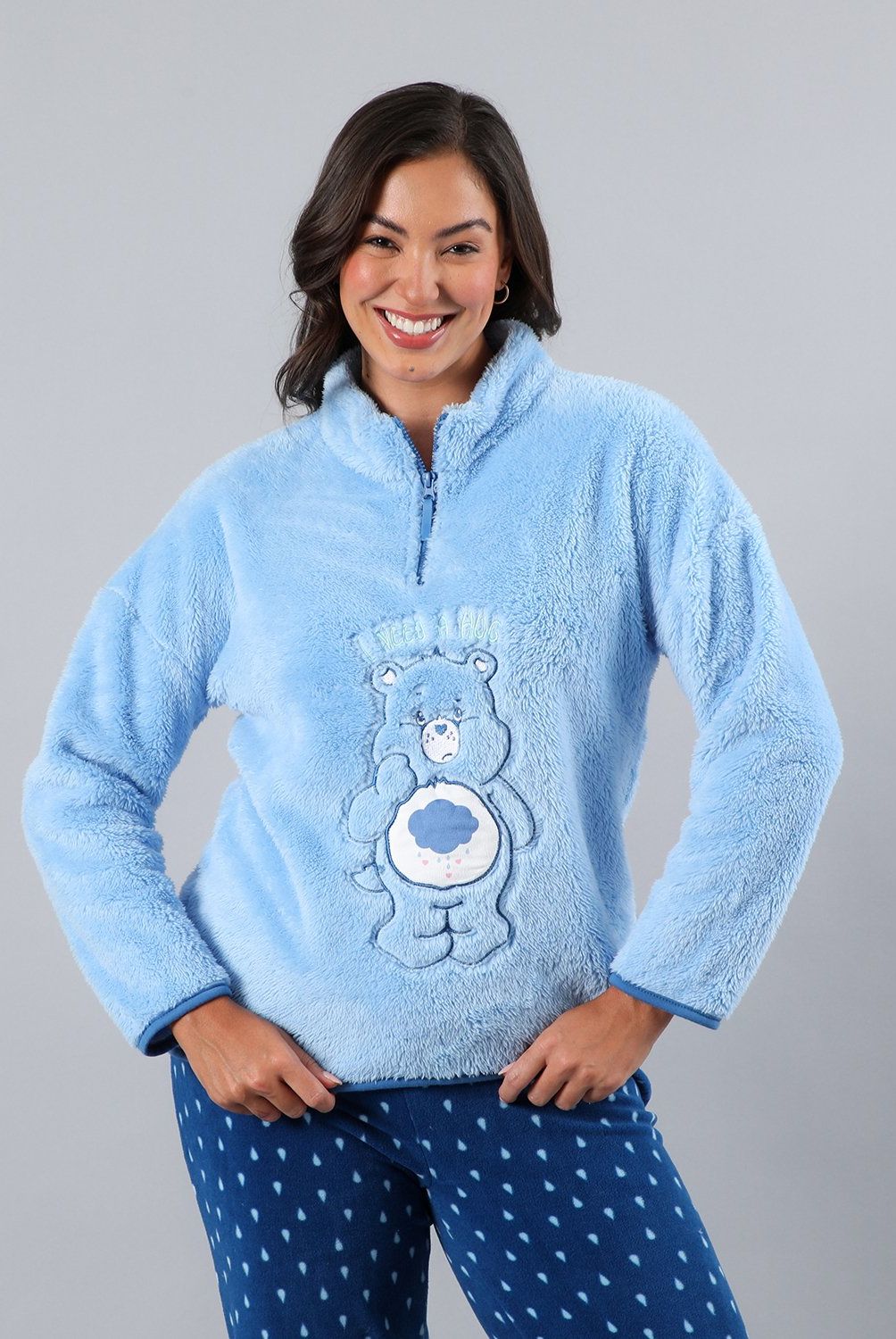 FLORES - Pijama Coral/Microfleece Medio Cierre Mujer Flores