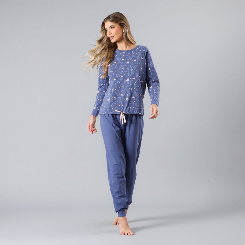 FLORES - Pijama Polera Ajustable En Pretina Mujer Flores