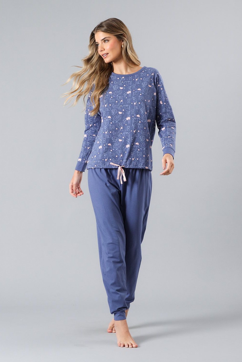 FLORES - Pijama Polera Ajustable En Pretina Mujer Flores