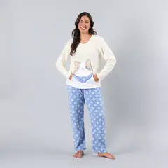 FLORES - Pijama Micropolar Bolsillo Mujer