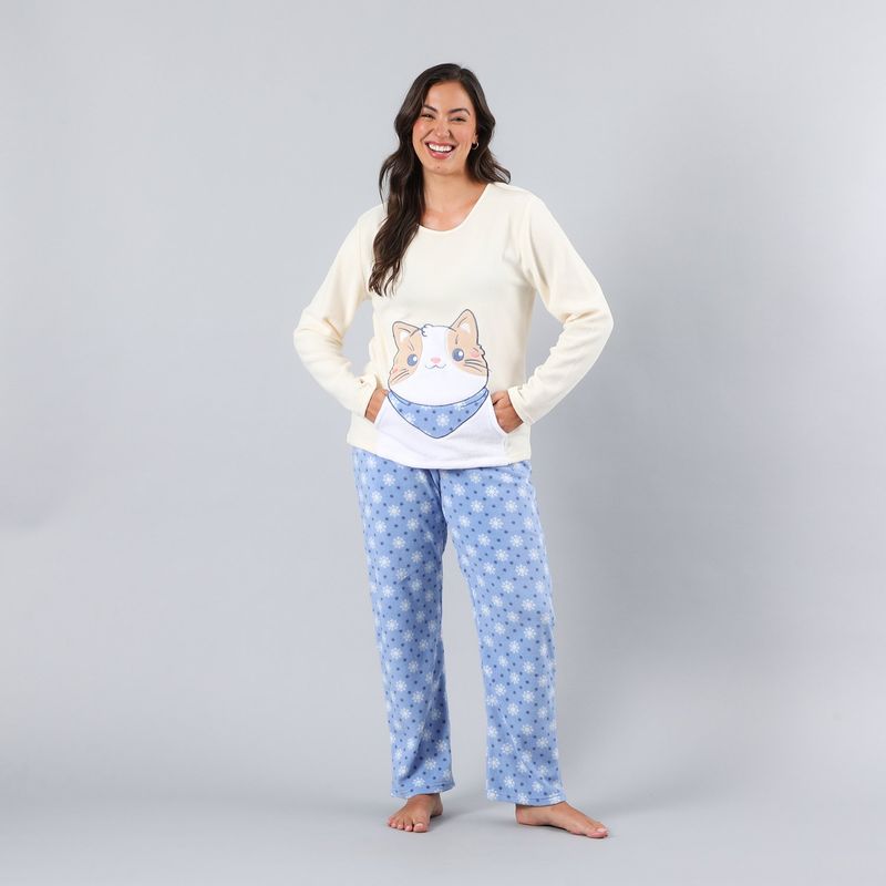 FLORES - Pijama Micropolar Bolsillo Mujer Flores