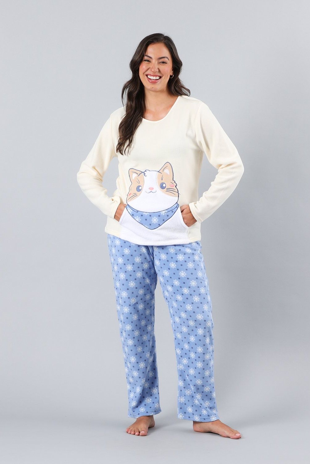 FLORES - Pijama Micropolar Bolsillo Mujer Flores