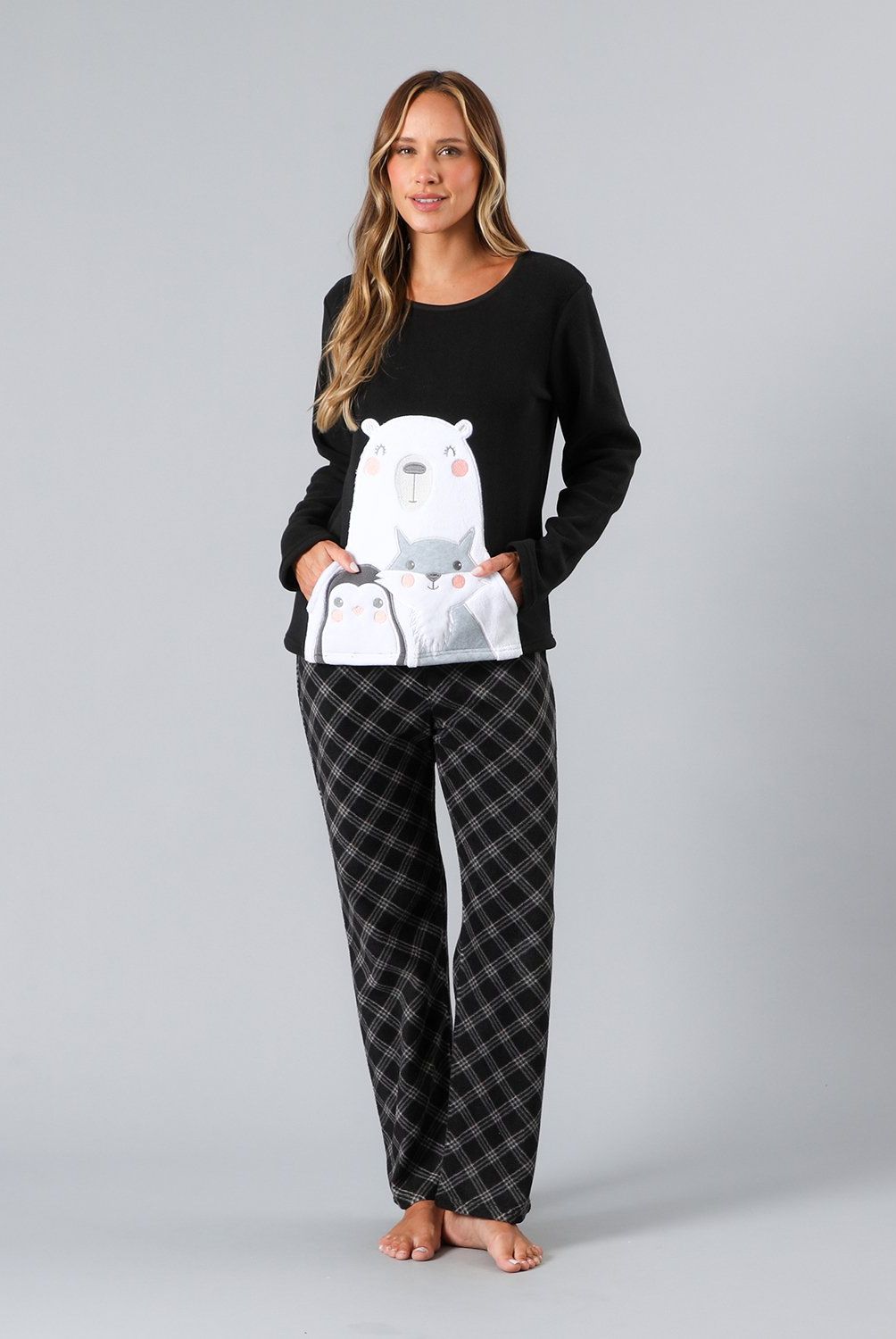 FLORES - Pijama Micropolar Bolsillo Mujer Flores