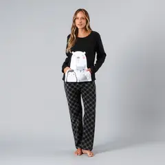 FLORES - Pijama Micropolar Bolsillo Mujer