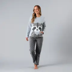 FLORES - Pijama Micropolar Bolsillo Mujer