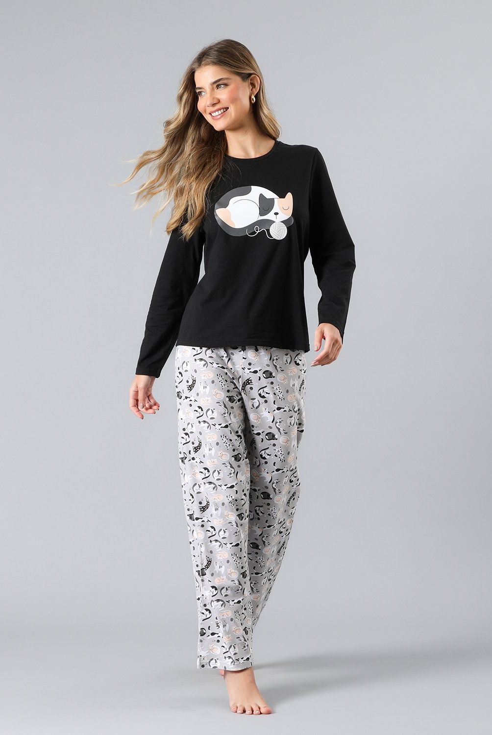 FLORES - Pijama Cuello Redondo Mujer Flores
