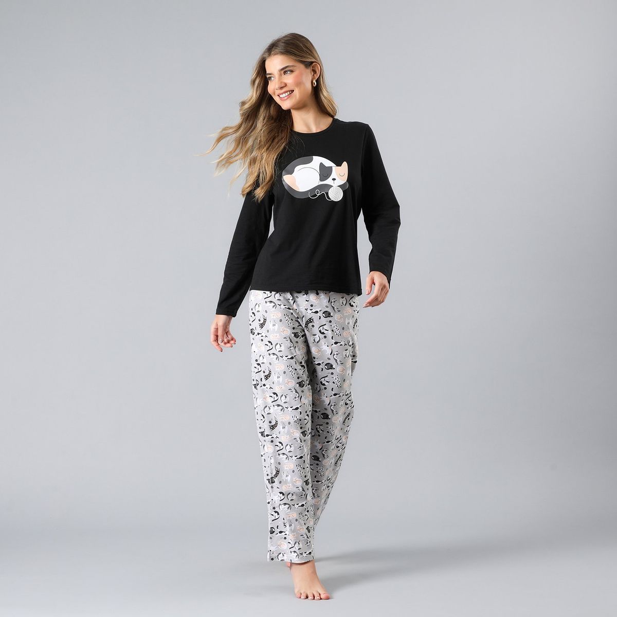 FLORES - Pijama Cuello Redondo Mujer Flores