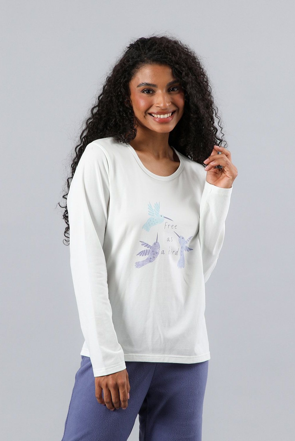 FLORES - Pijama Micropolar Poleron/Polera Mujer Flores
