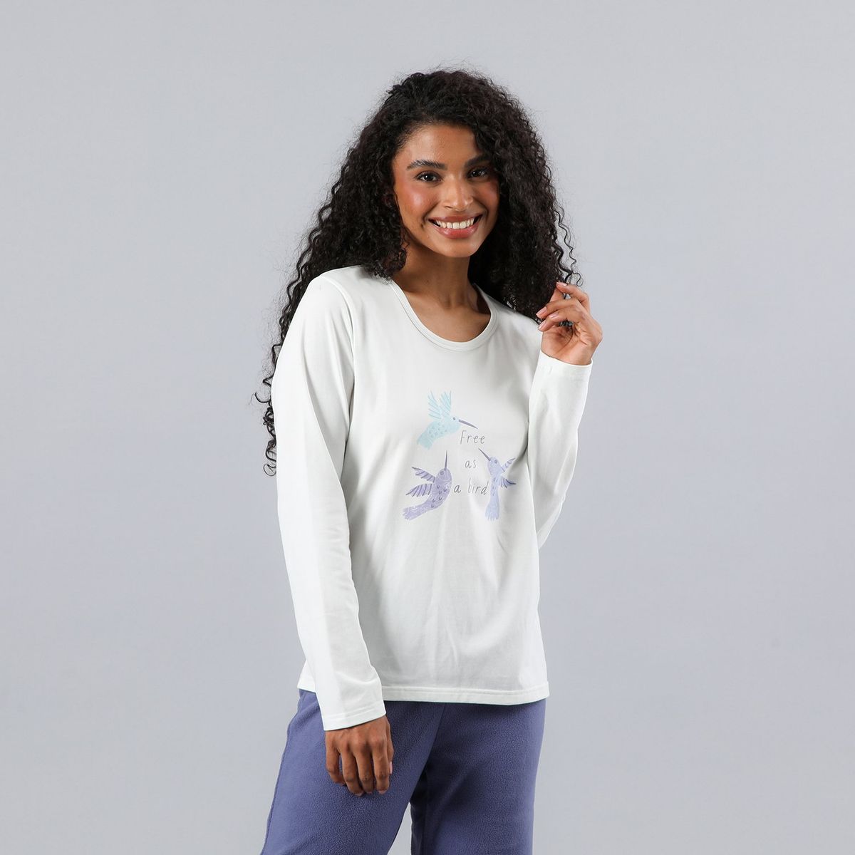 FLORES - Pijama Micropolar Poleron/Polera Mujer Flores