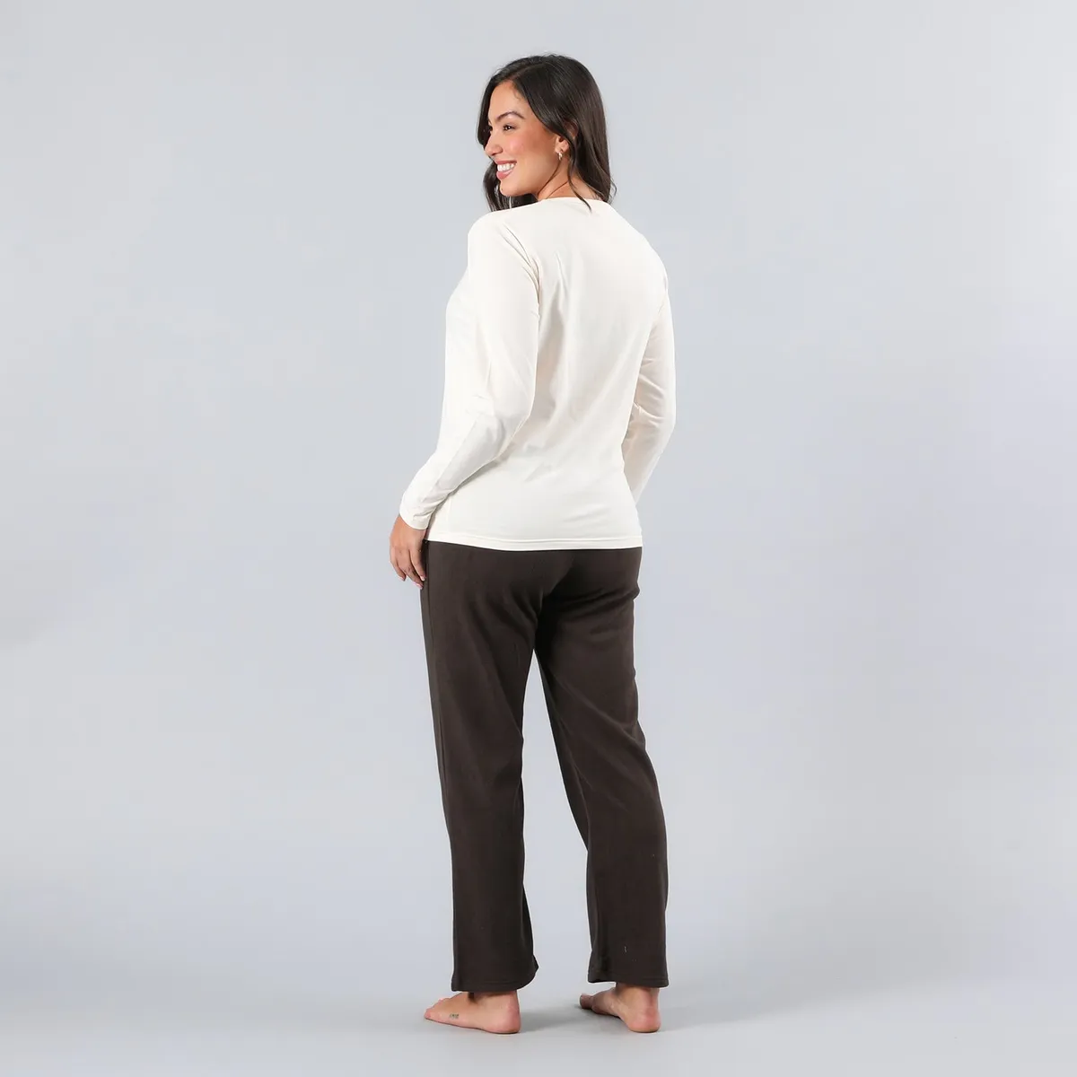 FLORES - Pijama Micropolar Poleron/Polera Mujer Flores