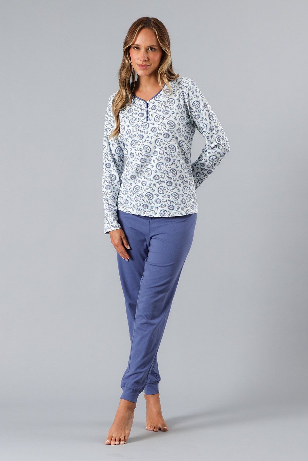 FLORES - Pijama Abotonado Con Print Mujer Flores