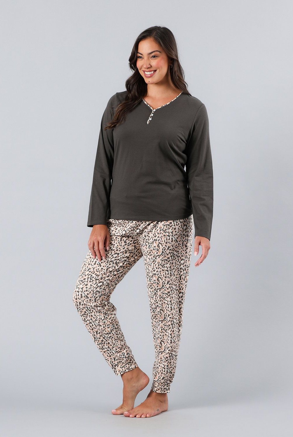 FLORES - Pijama Abotonado Con Print Mujer Flores