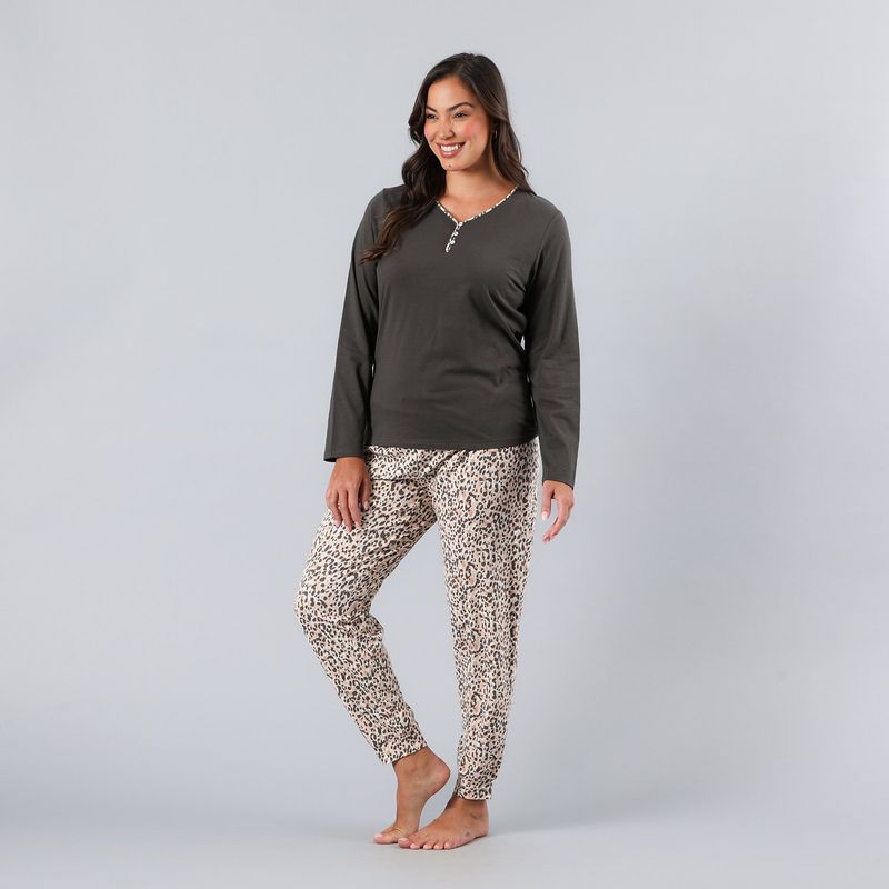 FLORES - Pijama Abotonado Con Print Mujer Flores