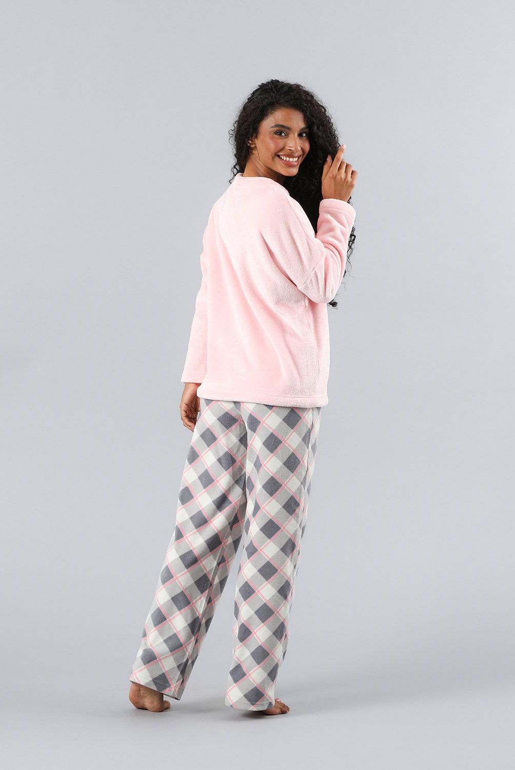 FLORES - Pijama Coral/Microfleece Ajustable Mujer Flores