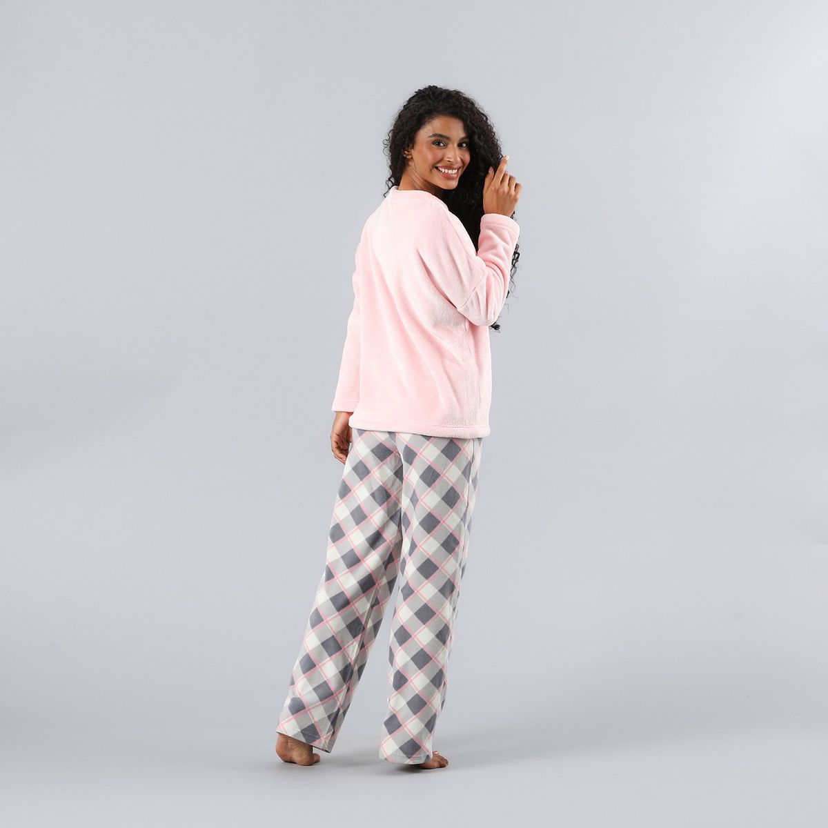 FLORES - Pijama Coral/Microfleece Ajustable Mujer Flores