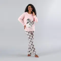 FLORES - Pijama Coral/Microfleece Ajustable Mujer