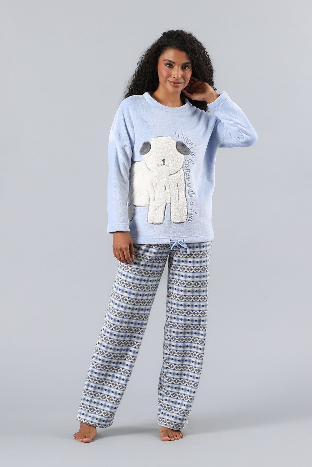 FLORES - Pijama Coral/Microfleece Ajustable Mujer Flores