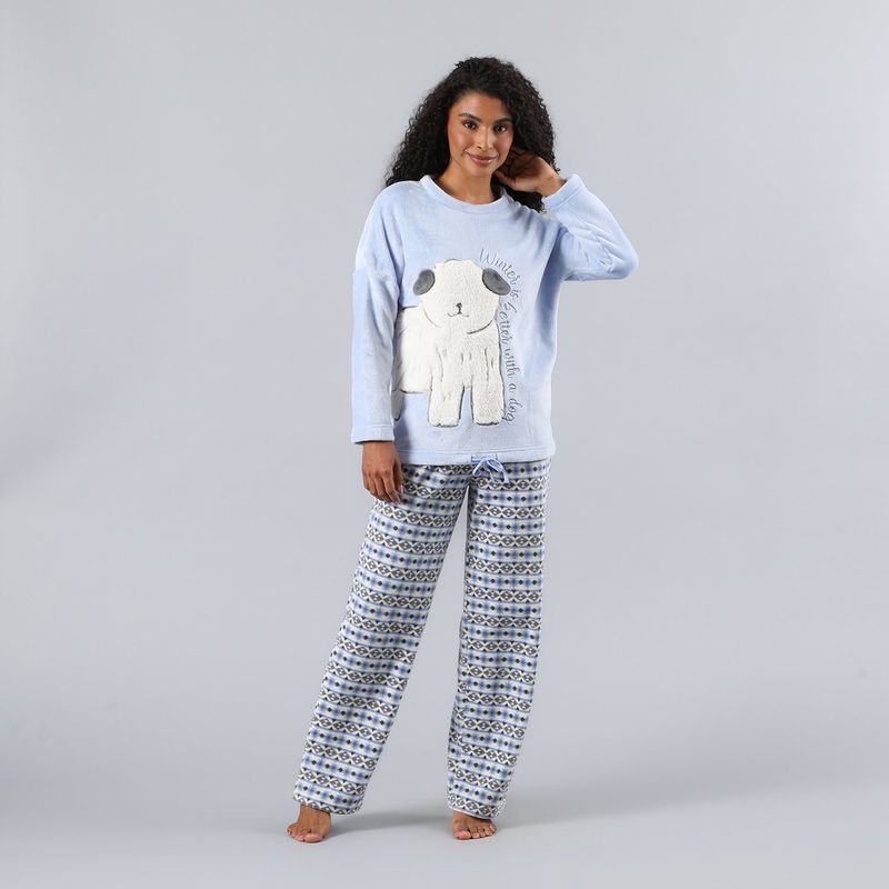 FLORES - Pijama Coral/Microfleece Ajustable Mujer Flores