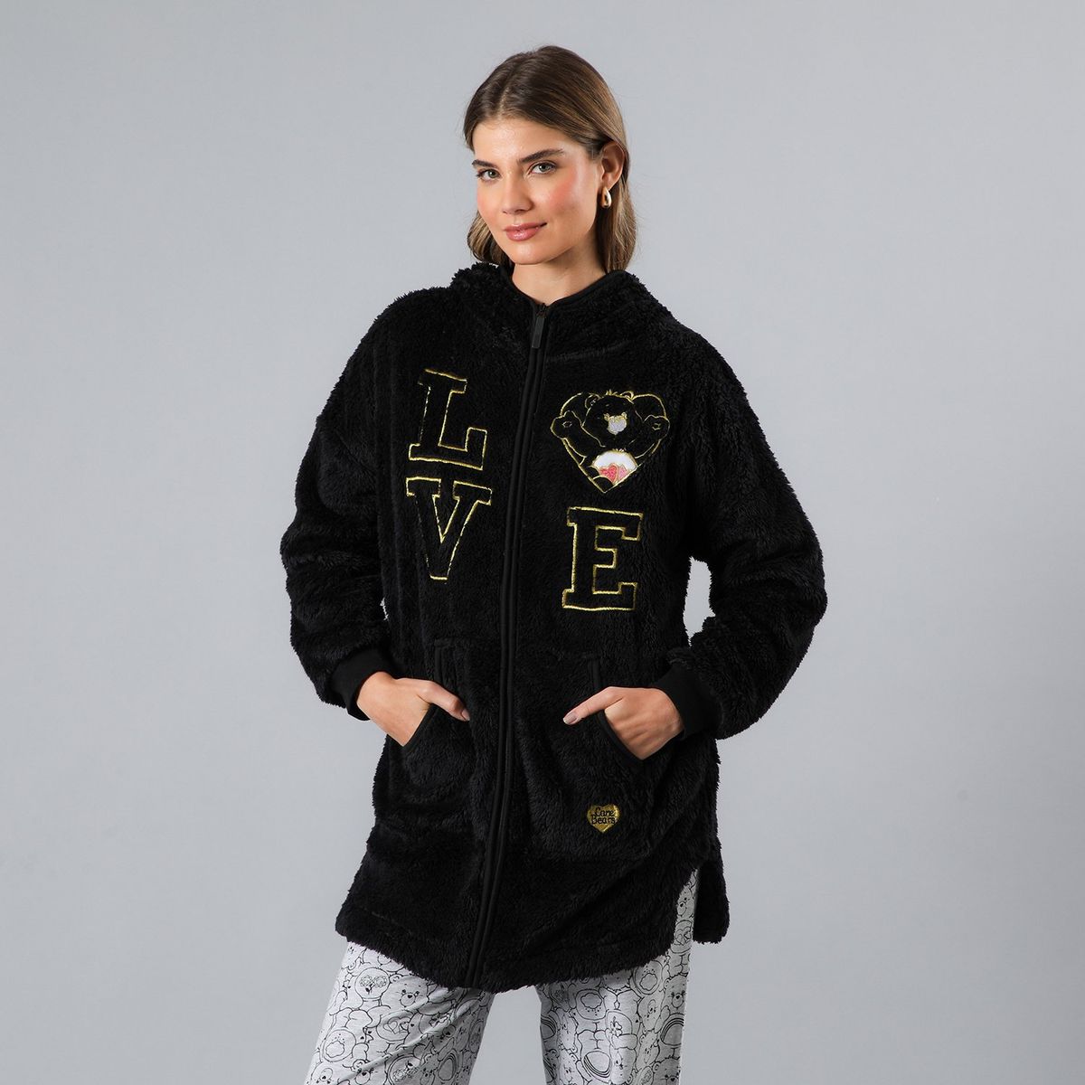 FLORES - Polerón Coralfleece Con Gorro Mujer Flores