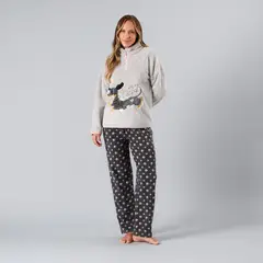 FLORES - Pijama Coral/Microfleece Medio Cierre Mujer