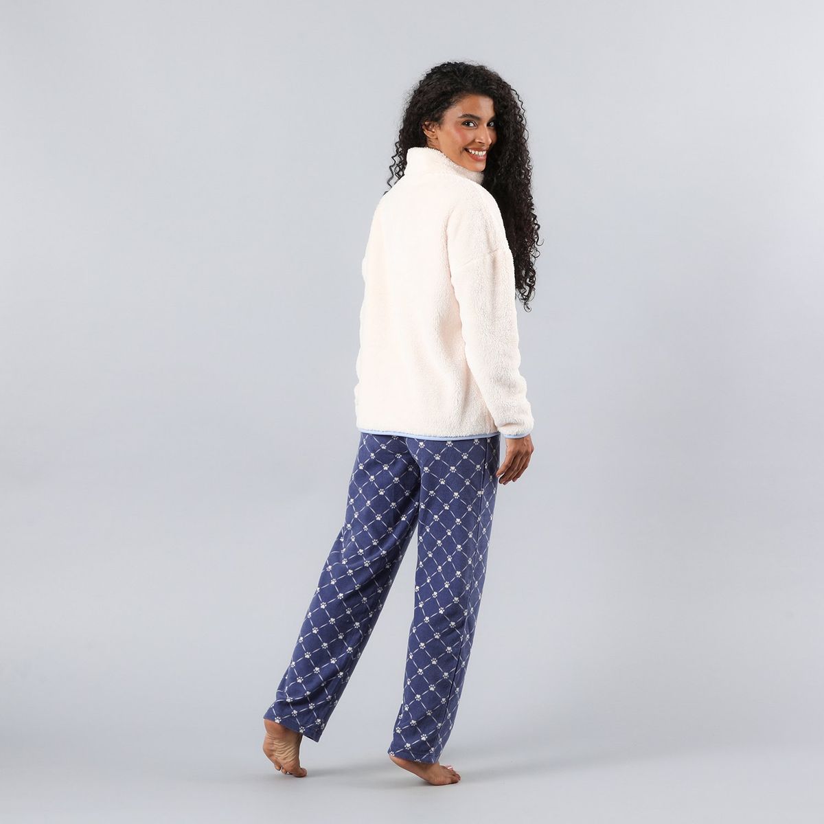 FLORES - Pijama Coral/Microfleece Medio Cierre Mujer Flores