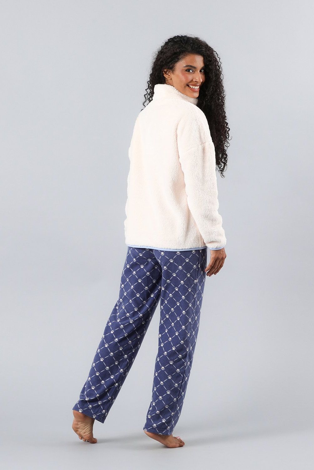 FLORES - Pijama Coral/Microfleece Medio Cierre Mujer Flores