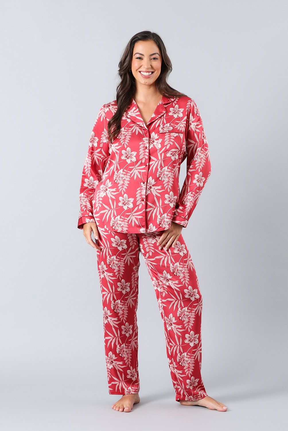 FLORES - Set Camisero + Pantalon Satin Print Mujer Flores