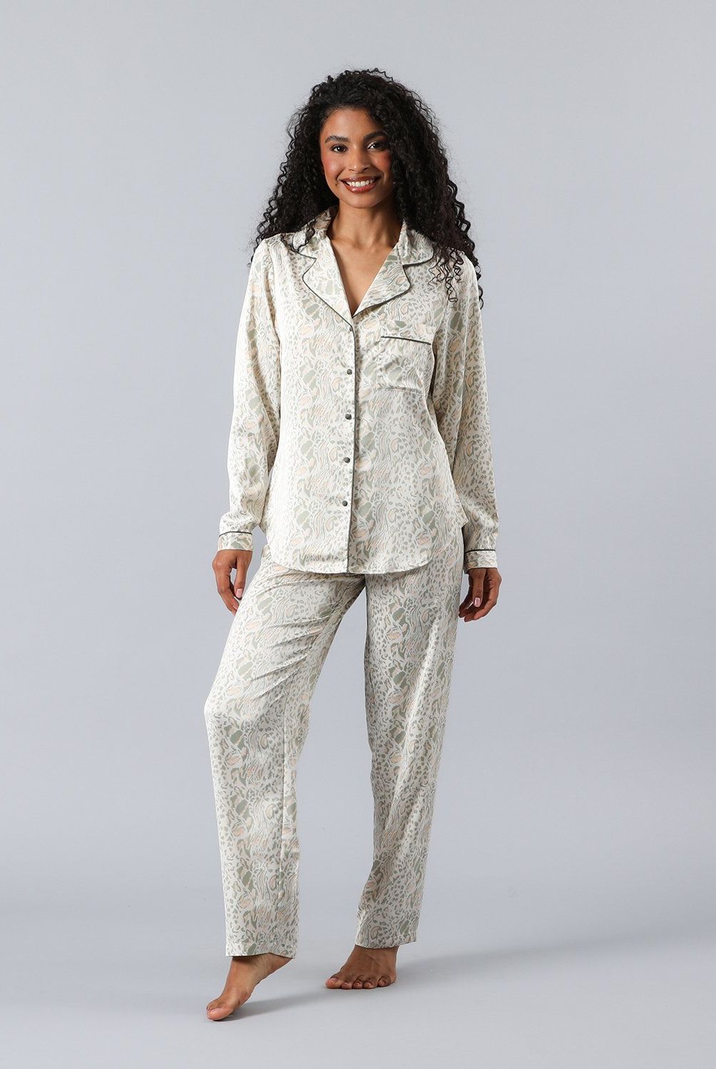 FLORES - Set Camisero + Pantalon Satin Print Mujer Flores