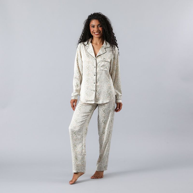 FLORES - Set Camisero + Pantalon Satin Print Mujer Flores