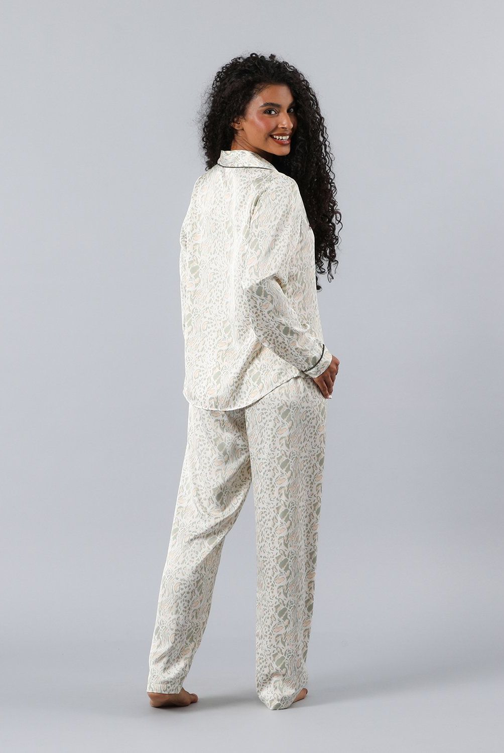 FLORES - Set Camisero + Pantalon Satin Print Mujer Flores