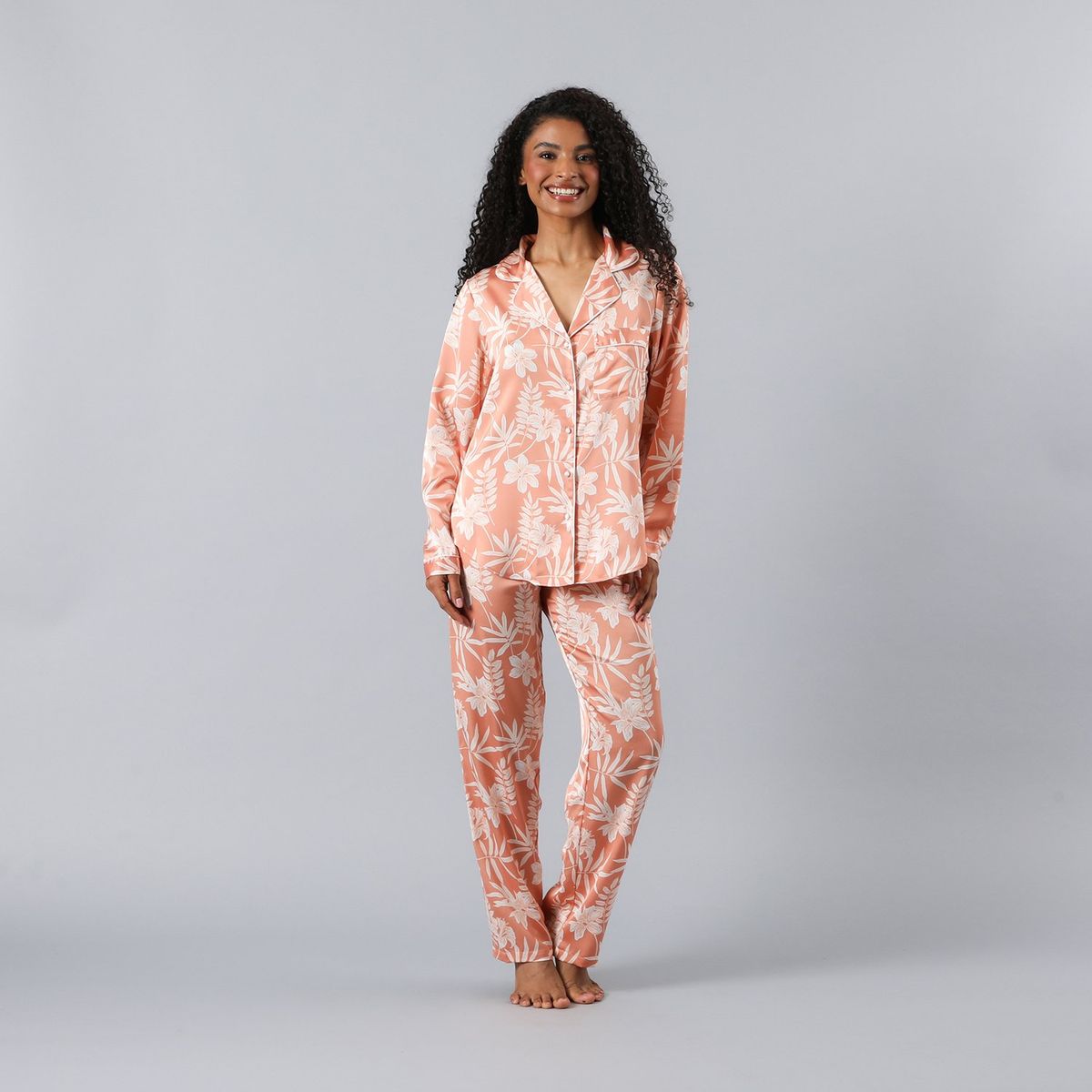 FLORES - Set Camisero + Pantalon Satin Print Mujer Flores