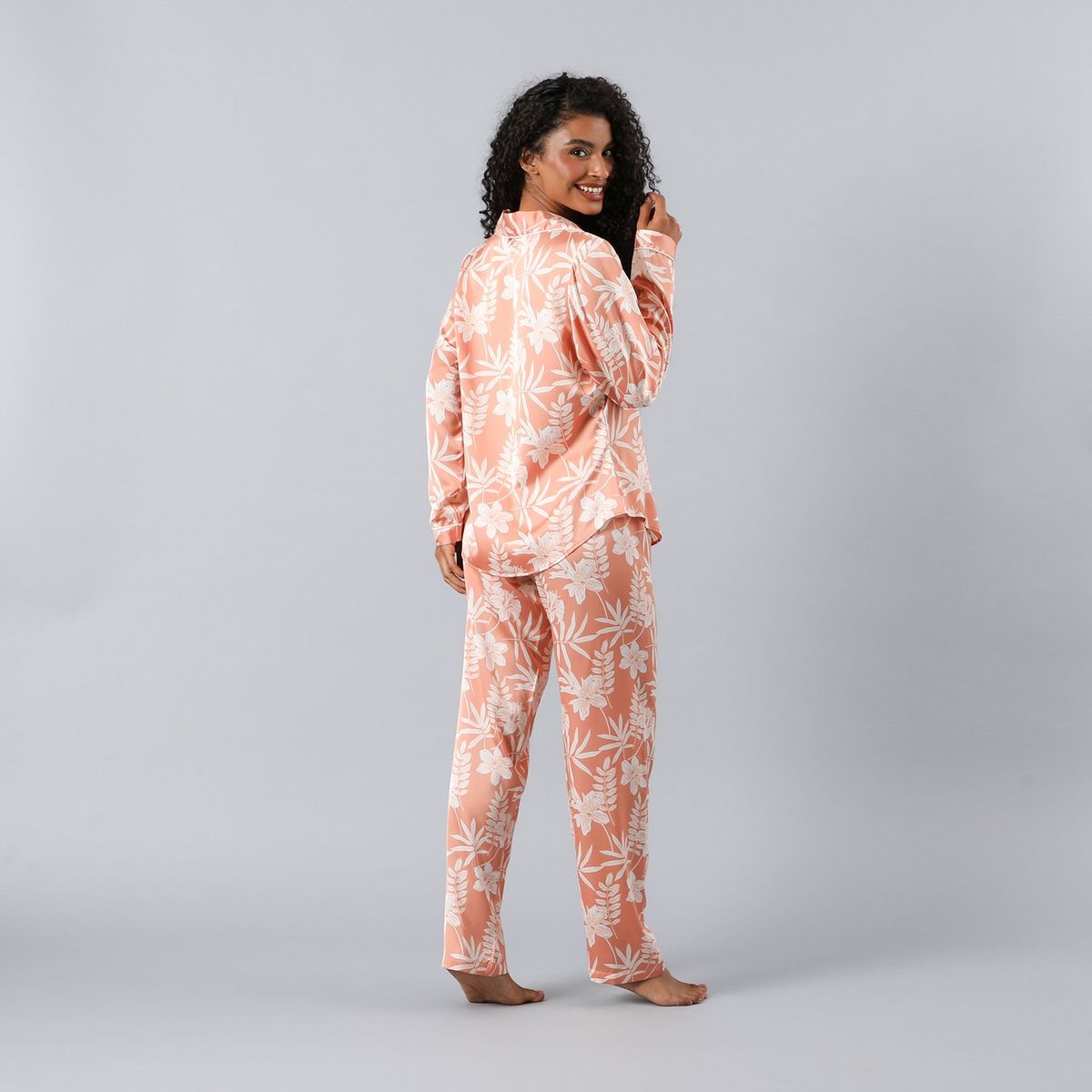 FLORES - Set Camisero + Pantalon Satin Print Mujer Flores