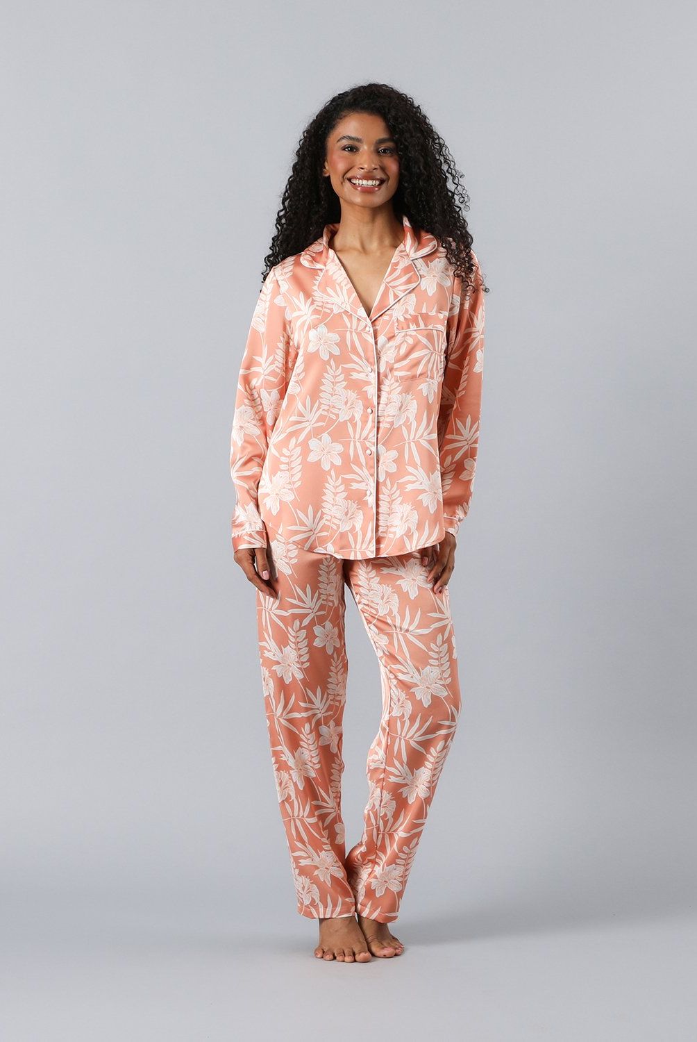 FLORES - Set Camisero + Pantalon Satin Print Mujer Flores