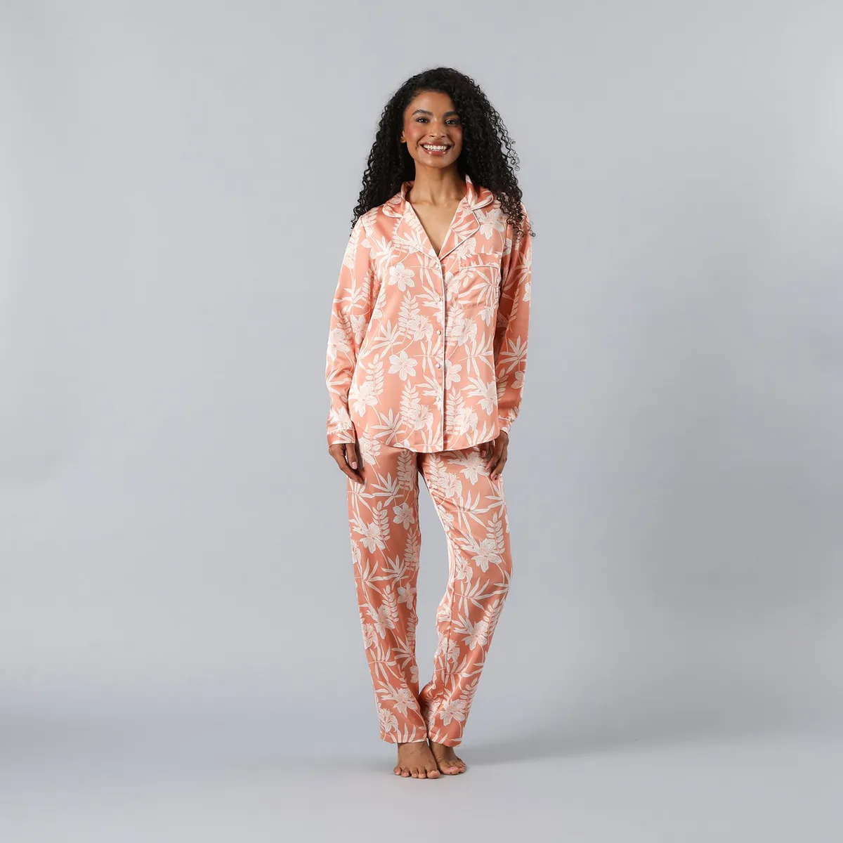 FLORES - Set Camisero + Pantalon Satin Print Mujer Flores