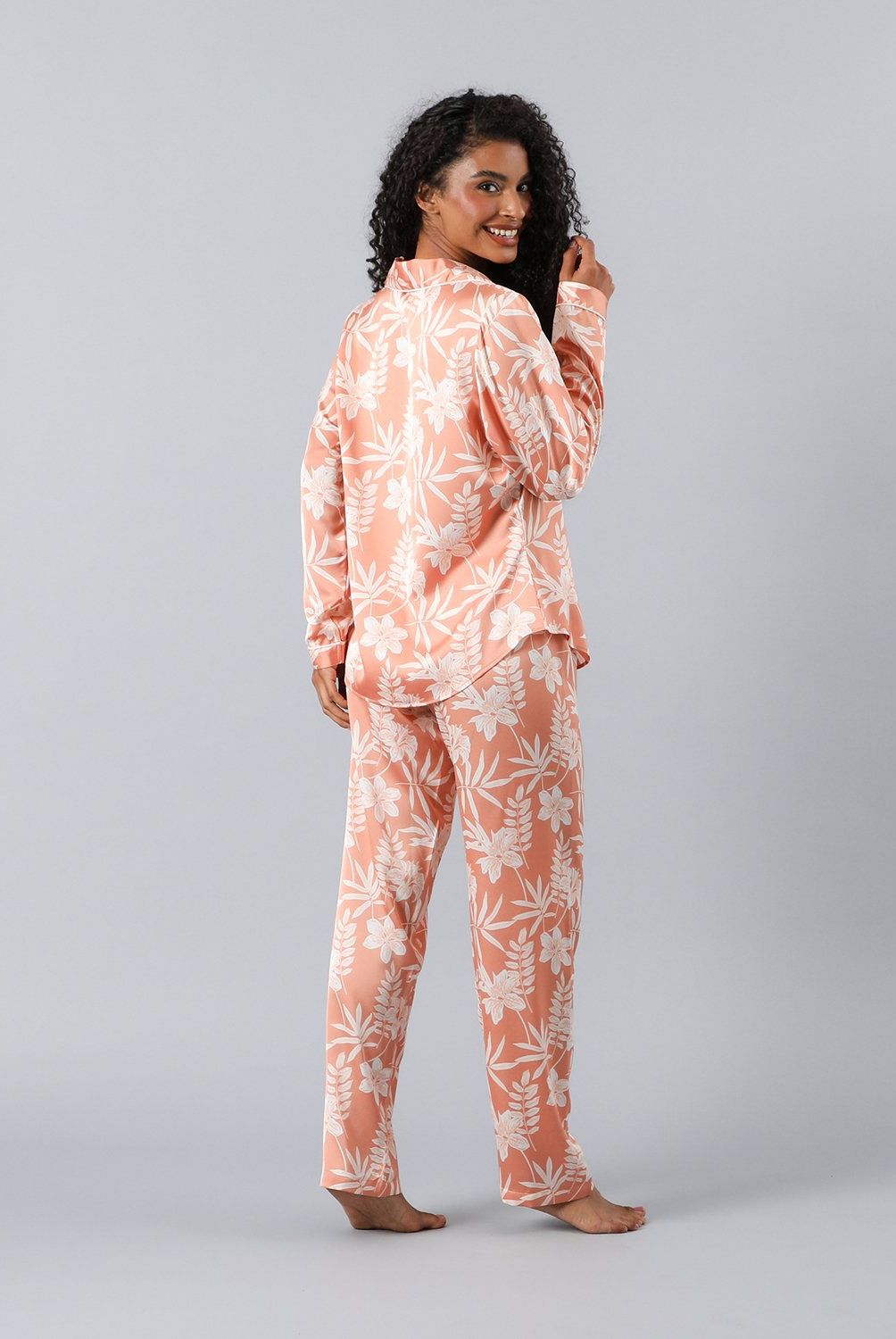 FLORES - Set Camisero + Pantalon Satin Print Mujer Flores