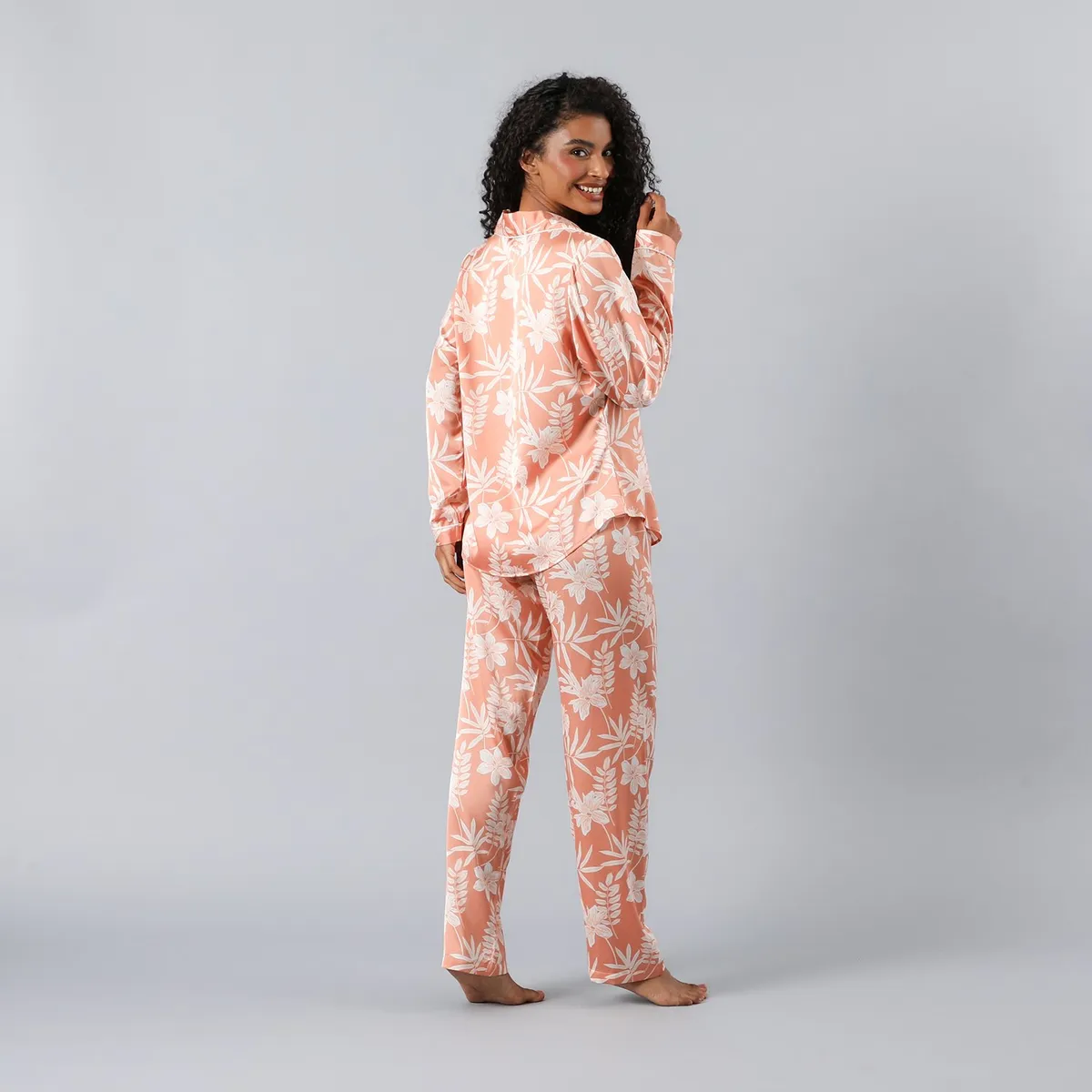 FLORES - Set Camisero + Pantalon Satin Print Mujer Flores