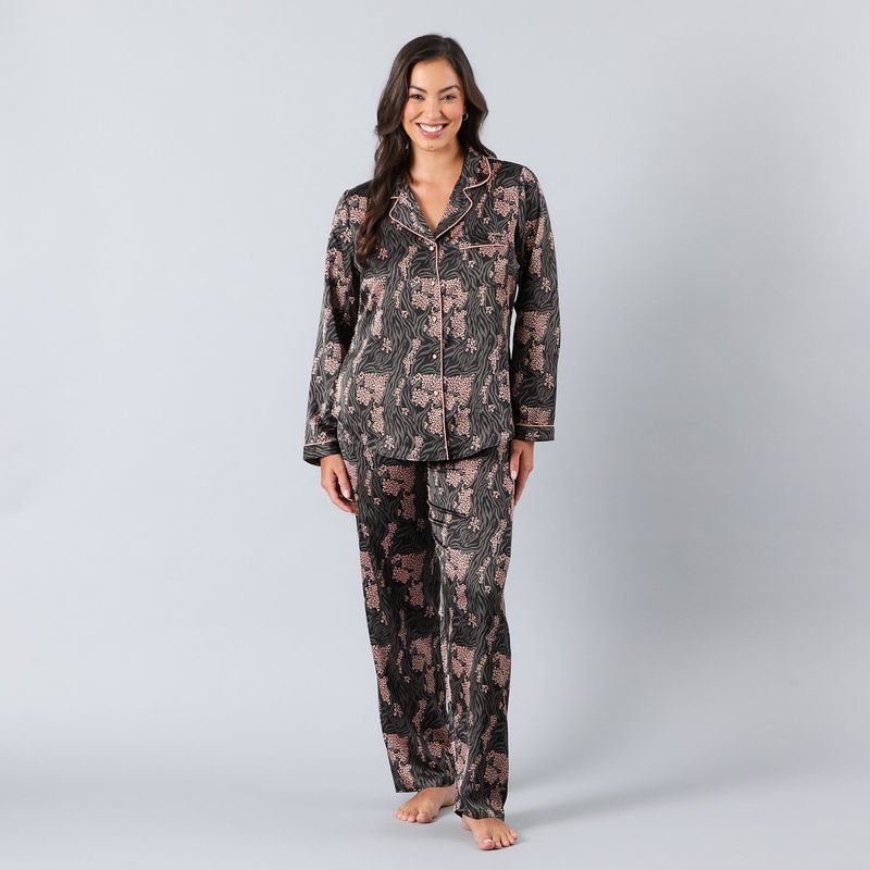 FLORES - Set Camisero + Pantalon Satin Print Mujer Flores