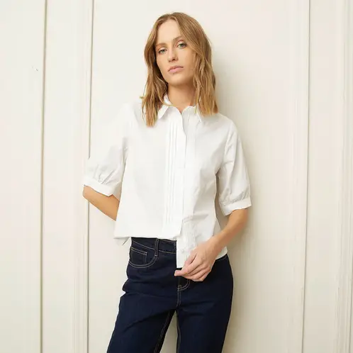 BASEMENT - Blusa Manga Corta Algodón Mujer