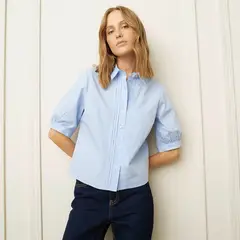 BASEMENT - Blusa Manga Corta Algodón Mujer