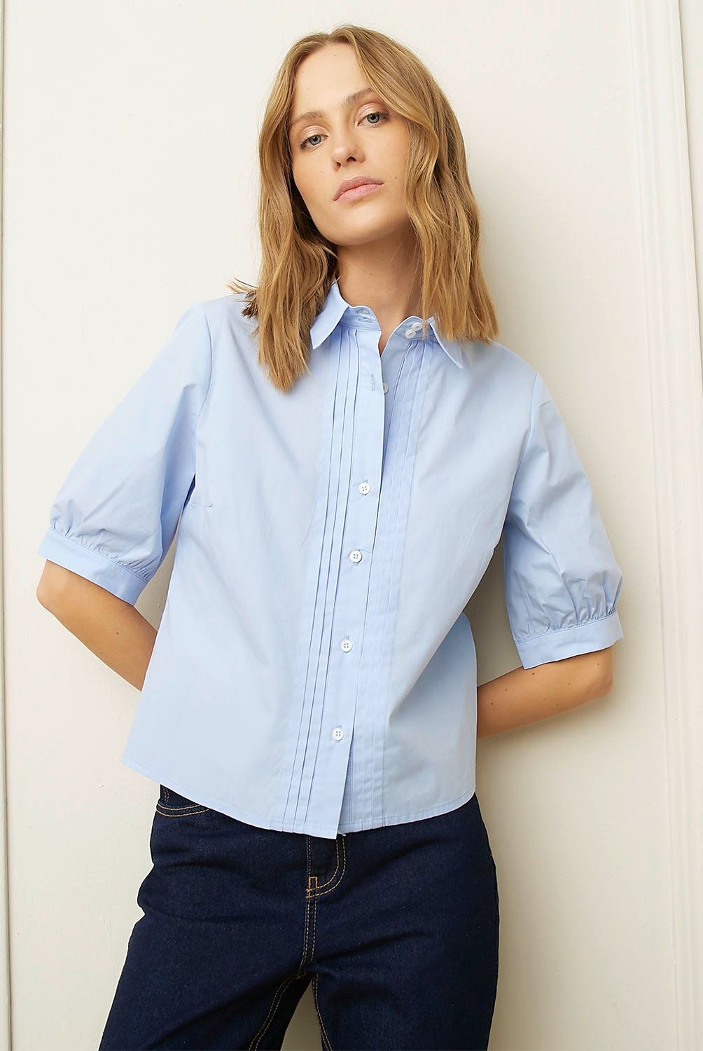 BASEMENT - Blusa Manga Corta Algodón Mujer Basement